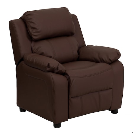 Flash Furniture Kids Recliner, 26" to 39" x 28", Upholstery Color: Brown BT-7985-KID-BRN-LEA-GG